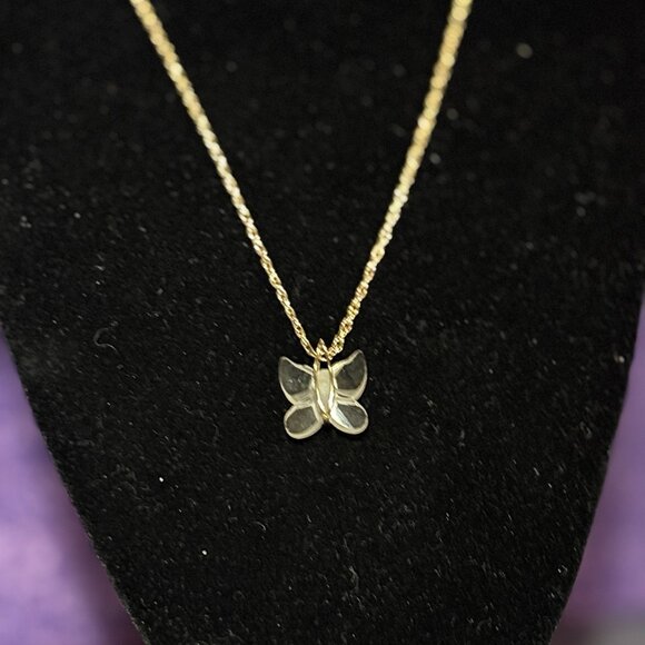A20 AMWAY CRYSTAL BUTTERFLY PENDANT CHAIN NECKLACE COSTUME SIGNED - Picture 1 of 6